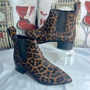 (F) Loeffler Randall Nellie 7 women's ankle boots, brown calf hai leopard print